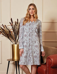 Camicia da notte in caldo cotone stampa cachemire