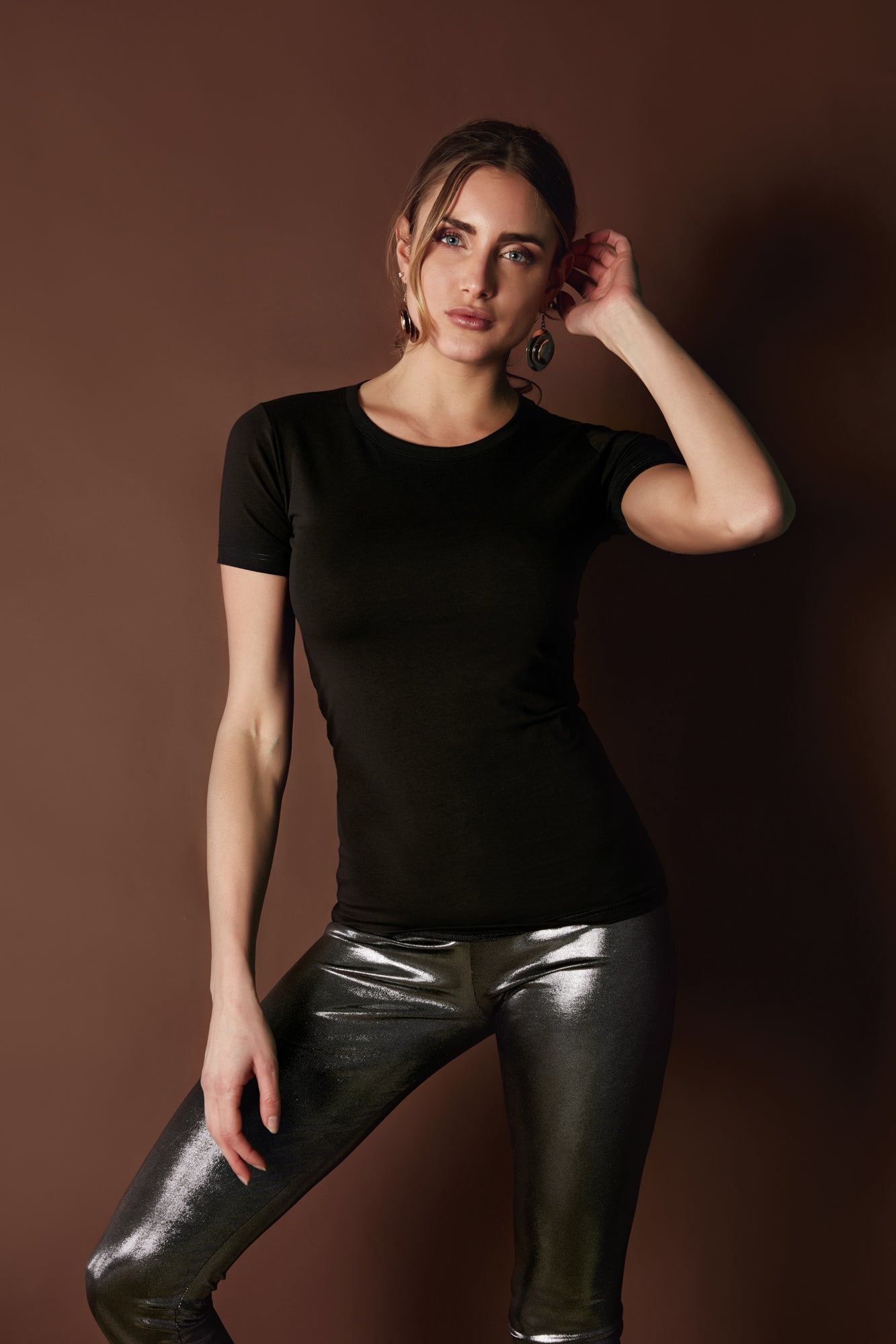 T-shirt manica corta in cotone elasticizzato