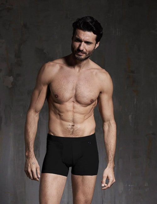 Boxer in cotone elasticizzato con elastico ribattuto