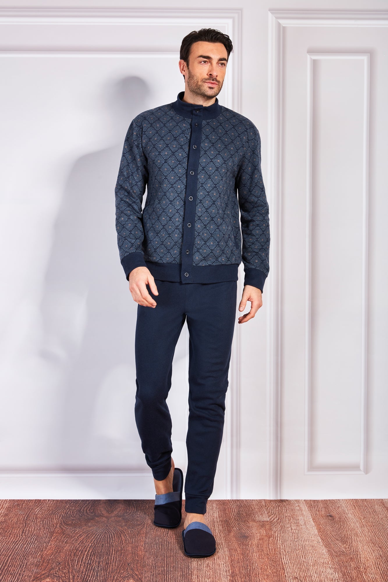 Pigiama in jacquard con giacca aperta