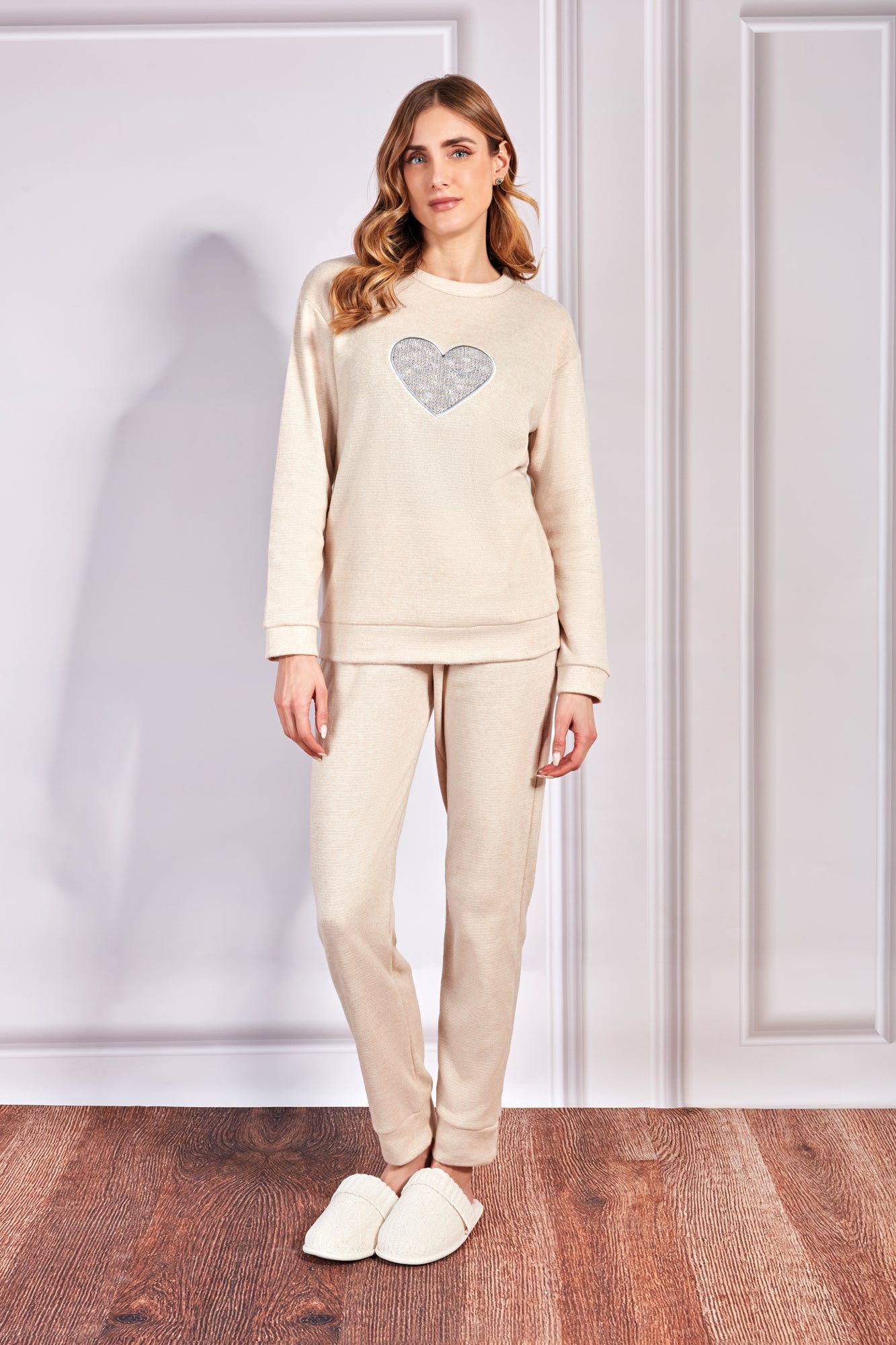 Pigiama girocollo in jacquard